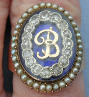 1792 Blue Enamel Mourning Ring