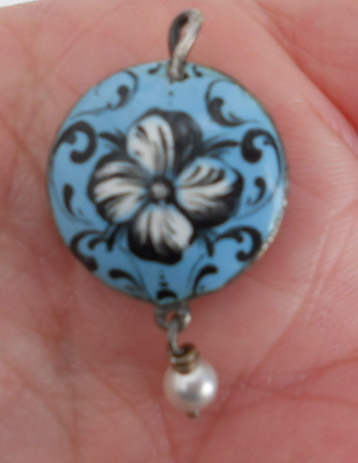 blue enamel on Charles Charles I Mourning Pendant Royalist Enamel Blue