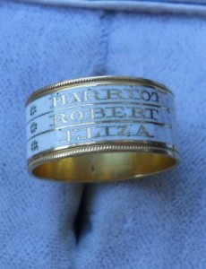 Triple Mourning Ring, White Enamel