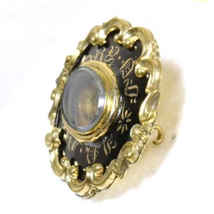 Black Enamel Mourning Brooch Gothic Revival In Memory Of