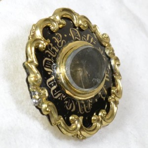 Black Enamel Mourning Brooch Gothic Revival In Memory Of