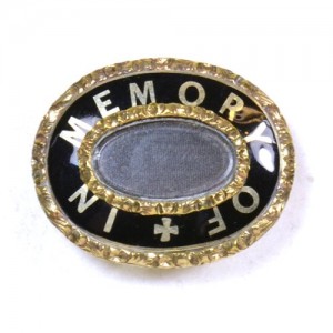 Black Enamel Mourning Brooch Victorian Standard In Memory Of