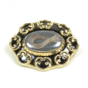 Black Enamel Mourning Brooch Hair Twist