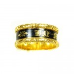 Mourning Ring, 18ct Gold and Enamel, Hallmarked London 18ct Gold Dated 1827 inscribed with "Wm (William) Wrightson ob 26 Dec. 1827 At 75"