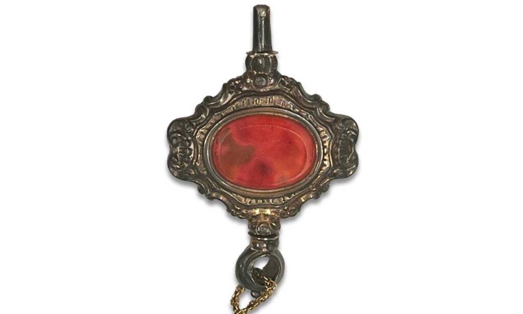 19th century pocket watch key closed with agate exterior. Courtesy Mark Mays.