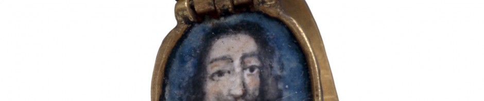 This gold ring has an oval bezel that opens to form a concealed locket, containing an enamelled portrait of Charles I (reigned 1625-49). The hinged lid is set with a diamond on an enamelled ground. Commemorative jewellery depicting royalty was usually produced after the monarch's death, but was occasionally available during their lifetime, to be worn as a demonstration of loyalty. Commemorative jewellery, in the form of rings, lockets or hair clasps, was produced in great numbers after Charles' execution on 30 January 1649. Many examples have hinged lids: supporters of the Royalist cause, who wished to keep their allegiance secret, probably wore these during the Commonwealth under the rule of Oliver Cromwell. The Restoration of the monarchy in 1660 again produced great numbers of commemorative jewellery, made for those who claimed to have been Royalist supporters all along. Some rings commemorating Charles I were presented during his lifetime by his Queen, Henrietta Maria (1609-69), to Royalist supporters in appreciation of their continuing loyalty and financial backing, to be redeemed when the Civil War had ended. Much commemorative jewellery is decorated with black enamel in the same fashion as mourning jewellery. The shoulders of this ring have a scroll pattern reserved in gold on a ground of black enamel, the diamond is bordered with black enamel, and the border of the bezel is decorated with a black and white enamelled pattern. C. Oman, British rings 800-1914 (London, Batsford, 1974)