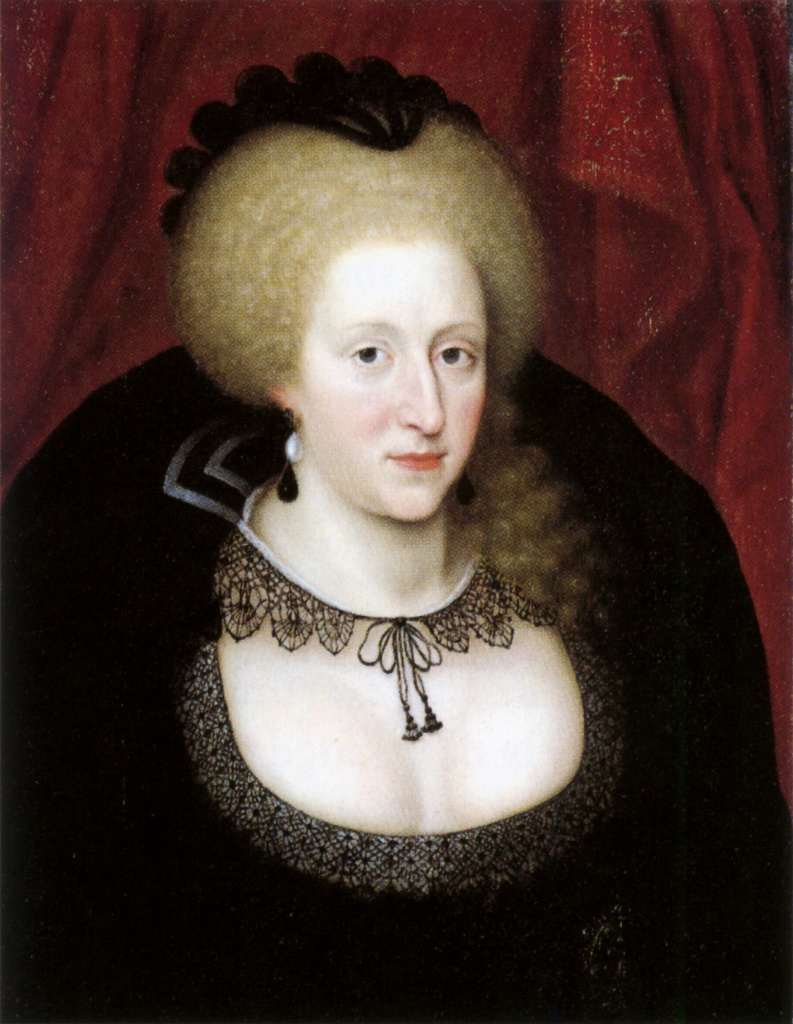 "Anne of Denmark in mourning" by Marcus Gheeraerts the Younger - Scanned from the book The National Portrait Gallery History of the Kings and Queens of England by David Williamson, ISBN 1855142287.. Licensed under Public domain via Wikimedia Commons - http://commons.wikimedia.org/wiki/File:Anne_of_Denmark_in_mourning.jpg#mediaviewer/File:Anne_of_Denmark_in_mourning.jpg