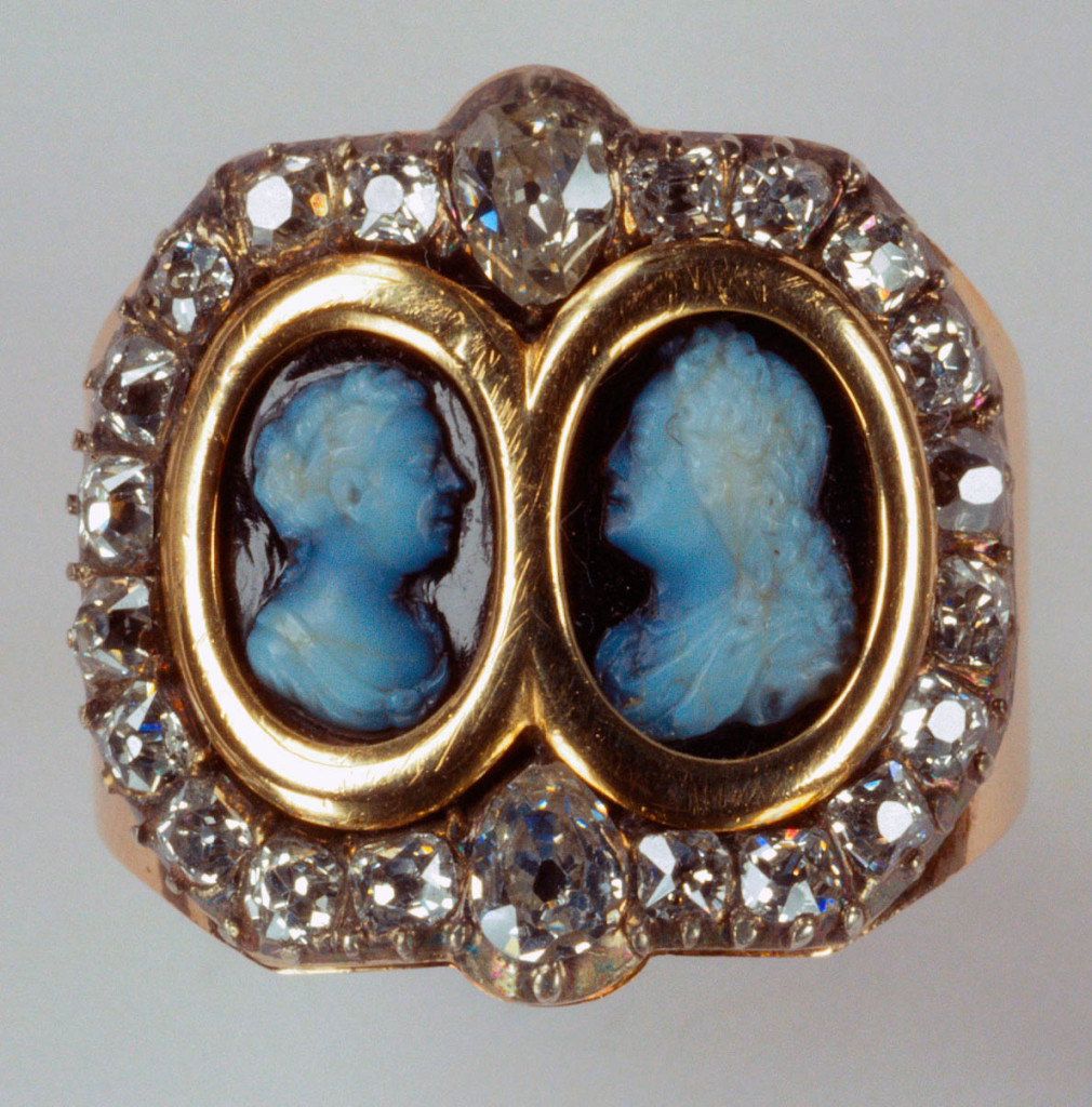 Ring with cameos of George II and Queen Caroline. Image courtesy of Royal Collection Trust UK.