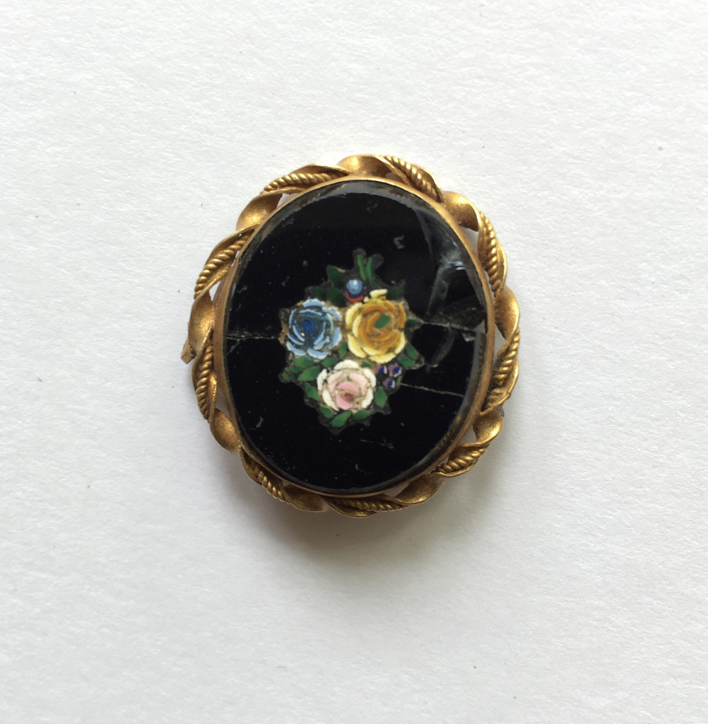 Floral inlay brooch