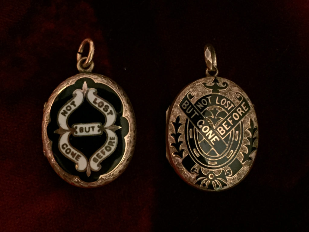 'NOT LOST BUT GONE BEFORE' mourning lockets.