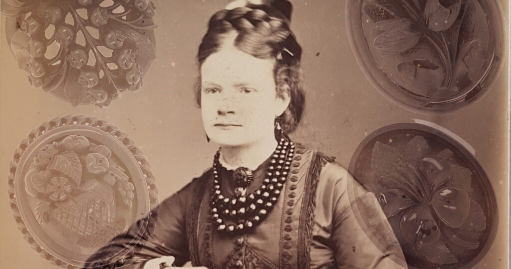 Victorian lady wearing jet jewellery.