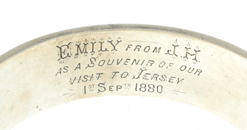 EMILY FROM JH / As a Souvenir of our visit to Jersey / 1st SepTR 1880. From Fellows Auctions, sold in 2023.